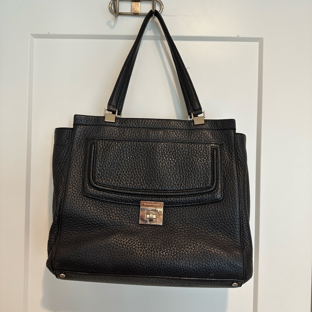 KATE SPADE 100% leather tote w/ flap, rose gold hardware